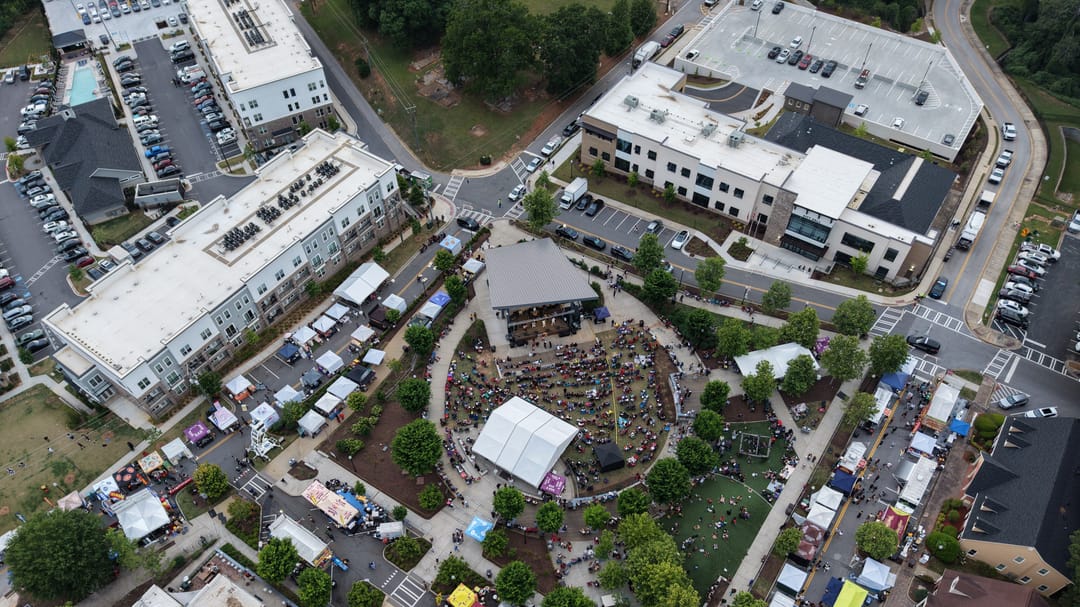 Aerial view of a large residential property