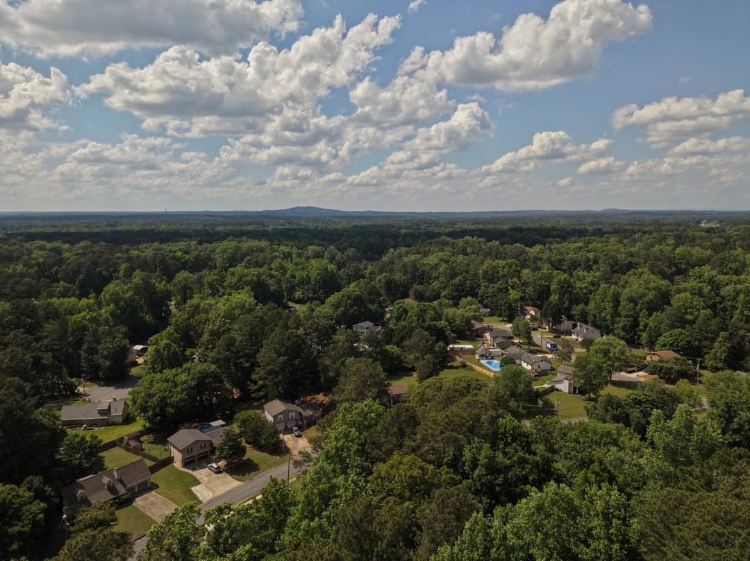 Aerial view of construction equipment on a site